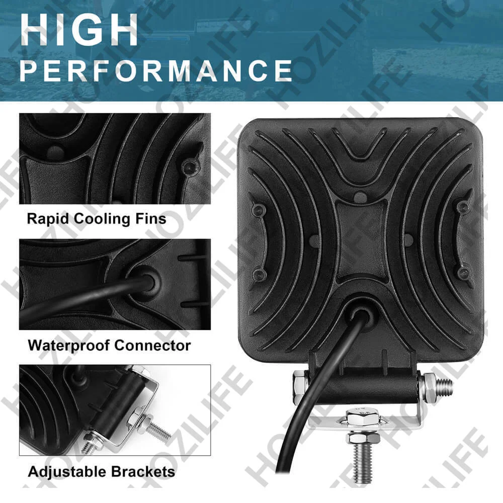 LED Tractor Work Lights for Truck, 2PCS 4 Inch 54W 12V LED Flood Light Bar for Off-Road Driving Vehicles Equipment Boats